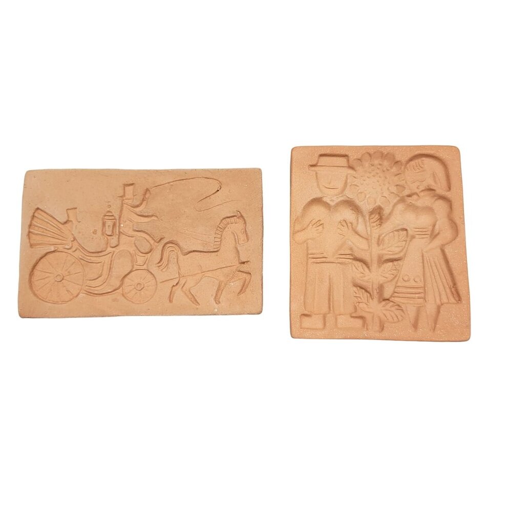 Cookie Stamps Cookie Press Horse and Carriage Danish Couple Clay Set of 2